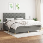 Εικόνα της Κρεβάτι Boxspring με Στρώμα Σκούρο Γκρι 200x200 εκ. Υφασμάτινο Hobbo