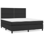 Εικόνα της Κρεβάτι Boxspring με Στρώμα Μαύρο 180x200εκ.από Συνθετικό Δέρμα Hobbo