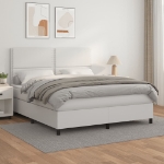 Εικόνα της Κρεβάτι Boxspring με Στρώμα Λευκό 180x200 εκ. Συνθετικό Δέρμα Hobbo