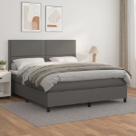 Εικόνα της Κρεβάτι Boxspring με Στρώμα Γκρι 180x200 εκ. Συνθετικό Δέρμα Hobbo