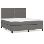 Εικόνα της Κρεβάτι Boxspring με Στρώμα Γκρι 180x200 εκ. Συνθετικό Δέρμα Hobbo