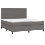 Εικόνα της Κρεβάτι Boxspring με Στρώμα Γκρι 180x200 εκ. Συνθετικό Δέρμα Hobbo