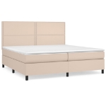 Εικόνα της Κρεβάτι Boxspring με Στρώμα Καπουτσίνο 200x200εκ.από Συνθ.Δέρμα Hobbo