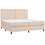 Εικόνα της Κρεβάτι Boxspring με Στρώμα Καπουτσίνο 200x200εκ.από Συνθ.Δέρμα Hobbo