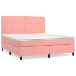 Εικόνα της Κρεβάτι Boxspring με Στρώμα Ροζ 180x200 εκ. Βελούδινο Hobbo