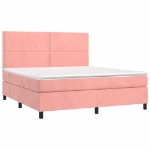 Εικόνα της Κρεβάτι Boxspring με Στρώμα Ροζ 180x200 εκ. Βελούδινο Hobbo