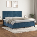 Εικόνα της Κρεβάτι Boxspring με Στρώμα Σκούρο Μπλε 200x200 εκ. Βελούδινο Hobbo