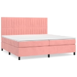 Εικόνα της Κρεβάτι Boxspring με Στρώμα Ροζ 200x200 εκ. Βελούδινο Hobbo