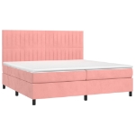 Εικόνα της Κρεβάτι Boxspring με Στρώμα Ροζ 200x200 εκ. Βελούδινο Hobbo