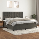 Εικόνα της Κρεβάτι Boxspring με Στρώμα Σκούρο Γκρι 200x200 εκ. Βελούδινο Hobbo