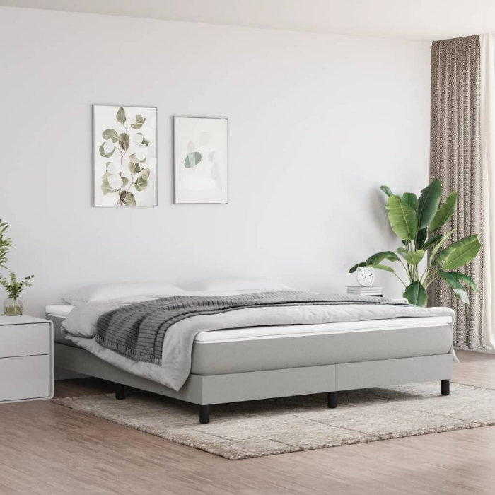 Εικόνα της Κρεβάτι Boxspring με Στρώμα Ανοιχτό Γκρι 180x200 εκ. Υφασμάτινο Hobbo