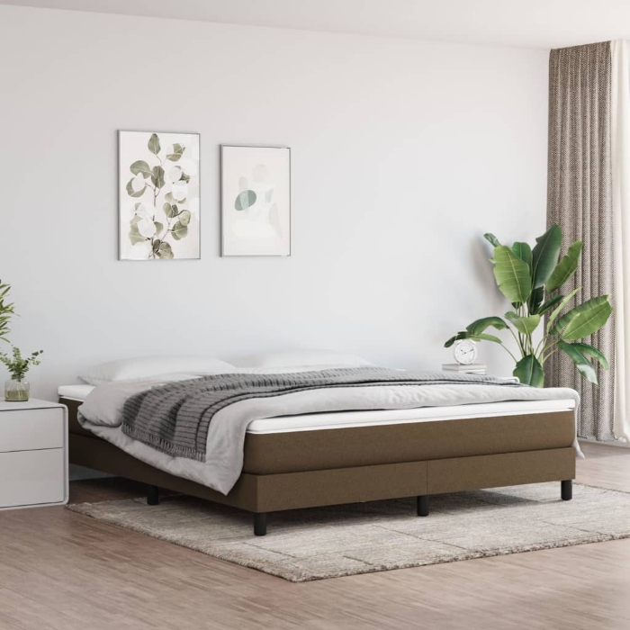 Εικόνα της Κρεβάτι Boxspring με Στρώμα Σκούρο Καφέ 180x200 εκ Υφασμάτινο Hobbo