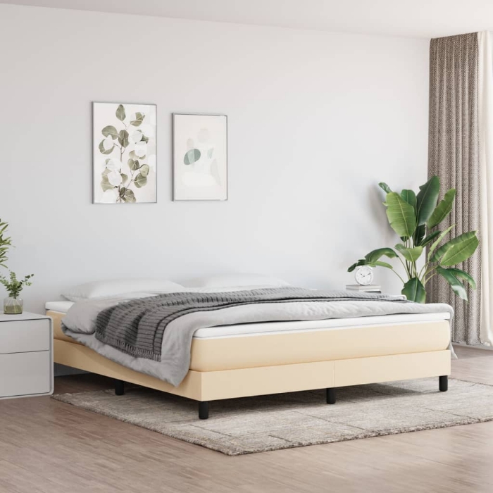 Εικόνα της Κρεβάτι Boxspring με Στρώμα Κρεμ 180x200 εκ. Υφασμάτινο Hobbo