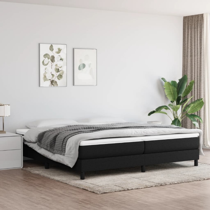 Εικόνα της Κρεβάτι Boxspring με Στρώμα Μαύρο 200x200 εκ. Υφασμάτινο Hobbo