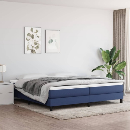 Εικόνα της Κρεβάτι Boxspring με Στρώμα Μπλε 200x200 εκ. Υφασμάτινο Hobbo