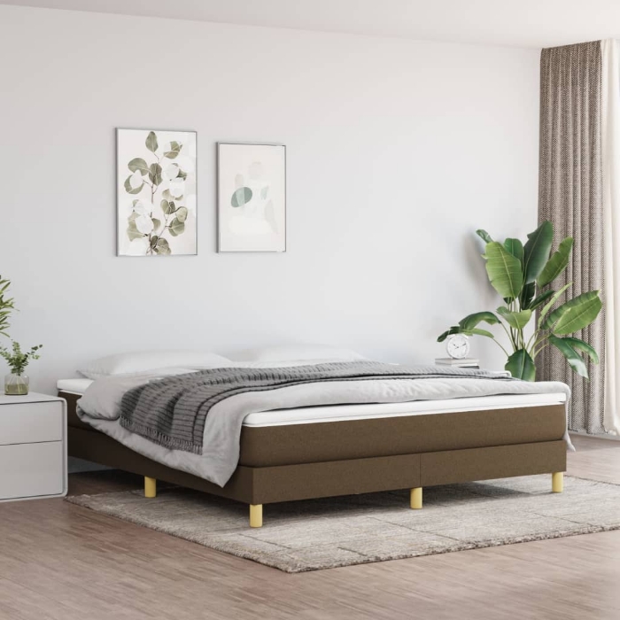 Εικόνα της Κρεβάτι Boxspring με Στρώμα Σκούρο Καφέ 180x200 εκ Υφασμάτινο Hobbo