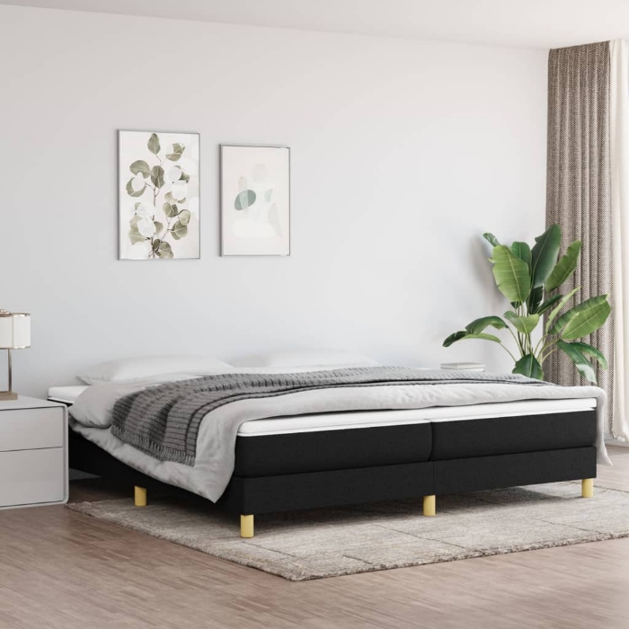 Εικόνα της Κρεβάτι Boxspring με Στρώμα Μαύρο 200x200 εκ. Υφασμάτινο Hobbo