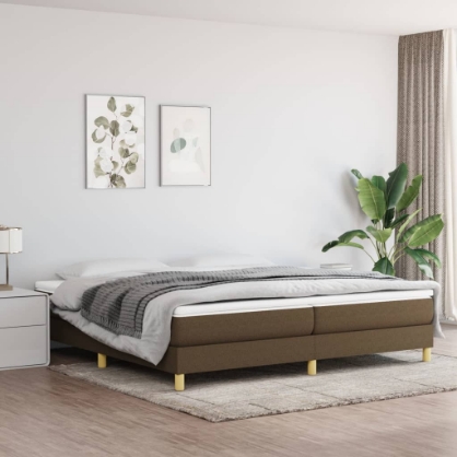 Εικόνα της Κρεβάτι Boxspring με Στρώμα Σκούρο Καφέ 200x200 εκ. Υφασμάτινο Hobbo