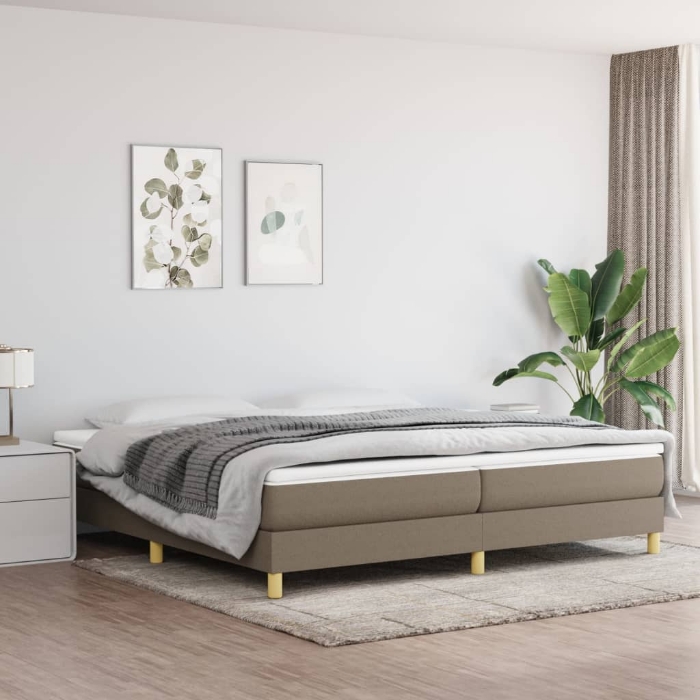 Εικόνα της Κρεβάτι Boxspring με Στρώμα Taupe 200x200 εκ. Υφασμάτινο Hobbo