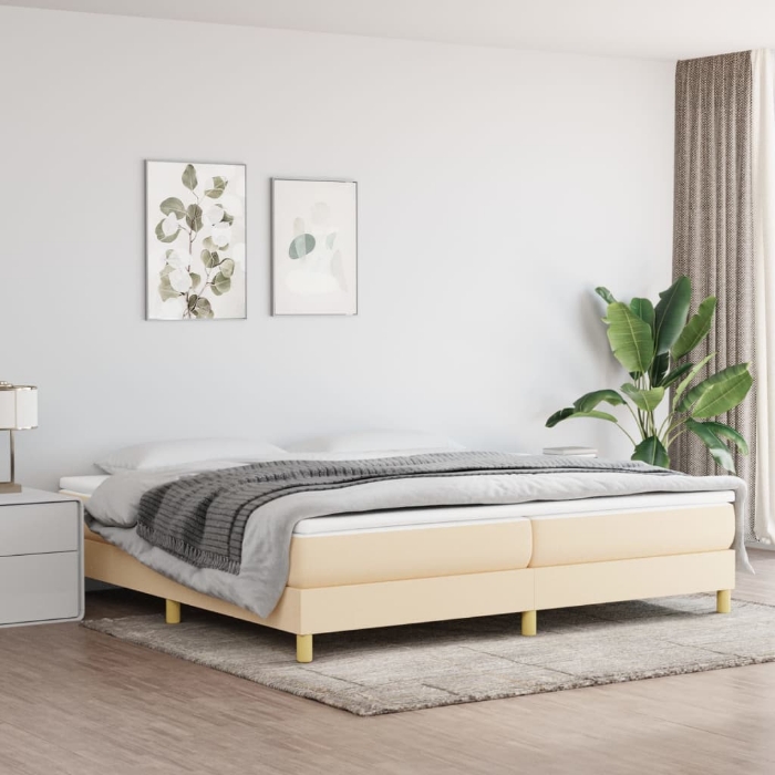 Εικόνα της Κρεβάτι Boxspring με Στρώμα Κρεμ 200x200 εκ. Υφασμάτινο Hobbo