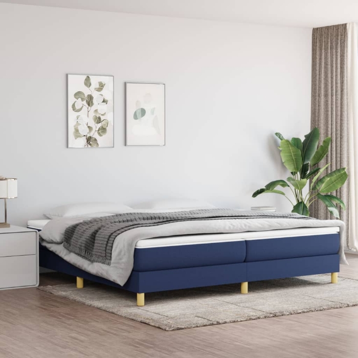 Εικόνα της Κρεβάτι Boxspring με Στρώμα Μπλε 200x200 εκ. Υφασμάτινο Hobbo