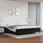 Εικόνα της Κρεβάτι Boxspring με Στρώμα Μαύρο 200x200 εκ. Συνθετικό Δέρμα Hobbo