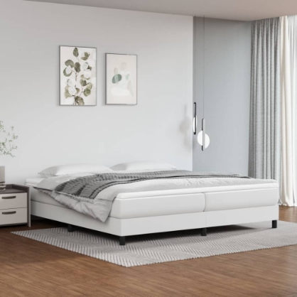 Εικόνα της Κρεβάτι Boxspring με Στρώμα Λευκό 200x200 εκ. Συνθετικό Δέρμα Hobbo