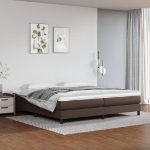 Εικόνα της Κρεβάτι Boxspring με Στρώμα Καφέ 200x200 εκ. Συνθετικό Δέρμα Hobbo