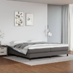 Εικόνα της Κρεβάτι Boxspring με Στρώμα Γκρι 200x200 εκ. Συνθετικό Δέρμα Hobbo