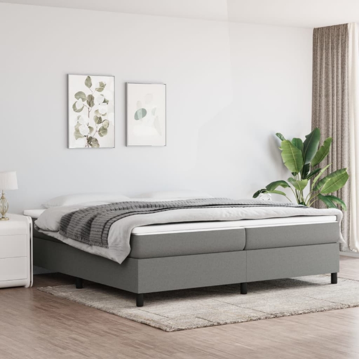 Εικόνα της Κρεβάτι Boxspring με Στρώμα Σκούρο Γκρι 200x200 εκ. Υφασμάτινο Hobbo