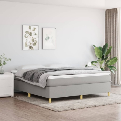 Εικόνα της Κρεβάτι Boxspring με Στρώμα Ανοιχτό Γκρι 180x200 εκ. Υφασμάτινο Hobbo