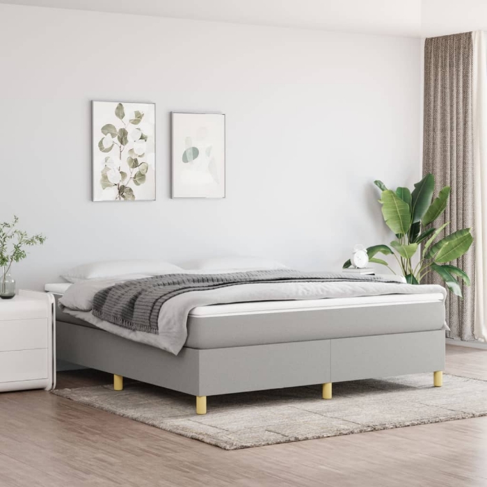 Εικόνα της Κρεβάτι Boxspring με Στρώμα Ανοιχτό Γκρι 180x200 εκ. Υφασμάτινο Hobbo