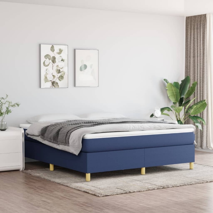 Εικόνα της Κρεβάτι Boxspring με Στρώμα Μπλε 180x200 εκ. Υφασμάτινο Hobbo