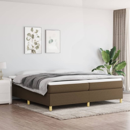 Εικόνα της Κρεβάτι Boxspring με Στρώμα Σκούρο Καφέ 200x200 εκ. Υφασμάτινο Hobbo