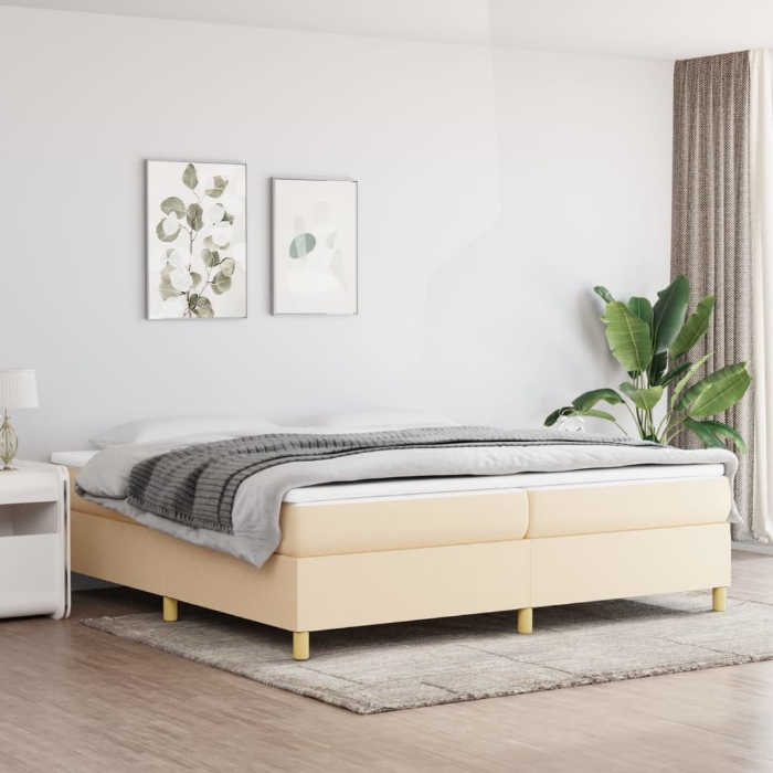 Εικόνα της Κρεβάτι Boxspring με Στρώμα Κρεμ 200x200 εκ. Υφασμάτινο Hobbo