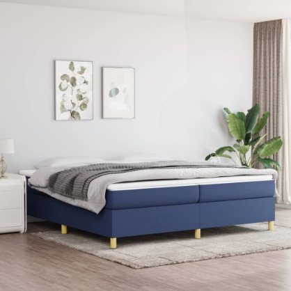 Εικόνα της Κρεβάτι Boxspring με Στρώμα Μπλε 200x200 εκ. Υφασμάτινο Hobbo