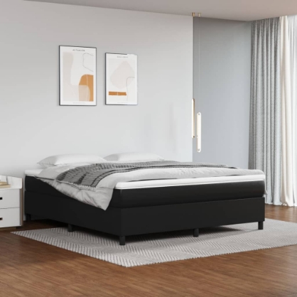 Εικόνα της Κρεβάτι Boxspring με Στρώμα Μαύρο 180x200εκ.από Συνθετικό Δέρμα Hobbo