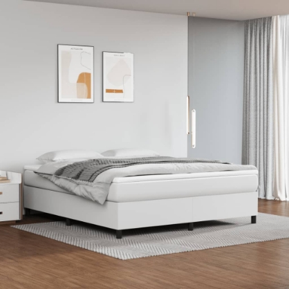 Εικόνα της Κρεβάτι Boxspring με Στρώμα Λευκό 180x200 εκ. Συνθετικό Δέρμα Hobbo