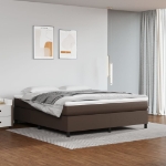 Εικόνα της Κρεβάτι Boxspring με Στρώμα Καφέ 180x200 εκ. Συνθετικό Δέρμα Hobbo