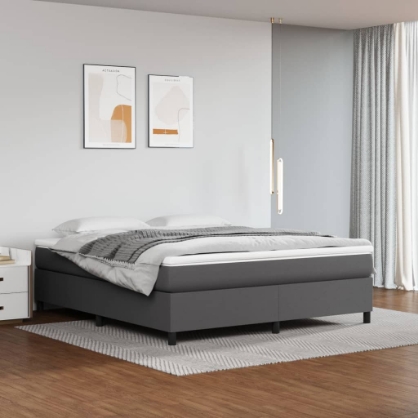 Εικόνα της Κρεβάτι Boxspring με Στρώμα Γκρι 180x200 εκ. Συνθετικό Δέρμα Hobbo