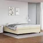 Εικόνα της Κρεβάτι Boxspring με Στρώμα Κρεμ 200x200 εκ. Συνθετικό Δέρμα Hobbo