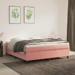 Εικόνα της Κρεβάτι Boxspring με Στρώμα Ροζ 180x200 εκ. Βελούδινο Hobbo