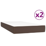 Εικόνα της Κρεβάτι Boxspring με Στρώμα Καφέ 200x200 εκ. Συνθετικό Δέρμα Hobbo