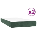 Εικόνα της Κρεβάτι Boxspring με Στρώμα Σκούρο Πράσινο 200x200εκ. Βελούδινο Hobbo