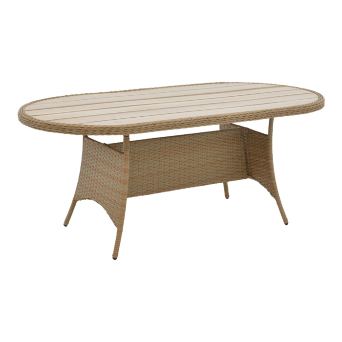 Εικόνα της Τραπέζι Keir pakoworld rattan-αλουμίνιο καφέ 180x90x72εκ