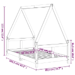 Εικόνα της Πλαίσιο Παιδικού Κρεβατιού Μαύρο 80x160 εκ. Μασίφ Ξύλο Πεύκου Hobbo