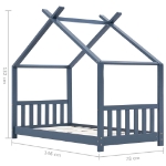 Εικόνα της Πλαίσιο Κρεβατιού Παιδικό Γκρι 70 x 140 εκ. Μασίφ Ξύλο Πεύκου Hobbo
