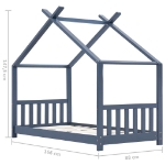 Εικόνα της Πλαίσιο Κρεβατιού Παιδικό Γκρι 80 x 160 εκ. Μασίφ Ξύλο Πεύκου Hobbo
