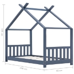 Εικόνα της Πλαίσιο Κρεβατιού Παιδικό Γκρι 90x200 εκ. από Μασίφ Ξύλο Πεύκου Hobbo