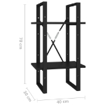 Εικόνα της Βιβλιοθήκη με 2 Ράφια Μαύρη 40 x 30 x 70 εκ. από Μοριοσανίδα Hobbo